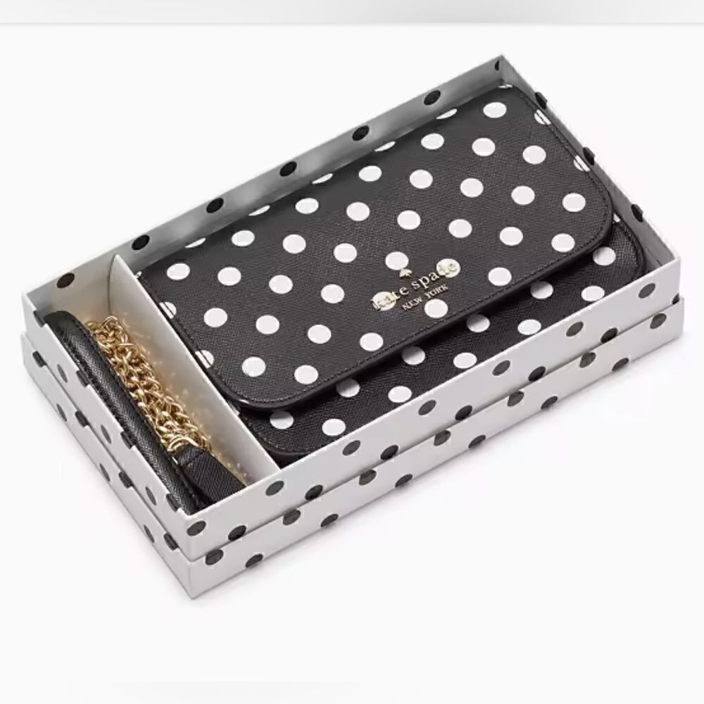 KATE SPADE POLKA DOT CROSSBODY BAG SILVER - Picture 3 of 6